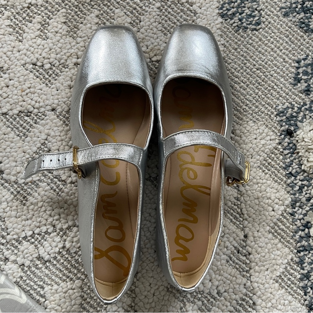 Sam Edelman Metallic Silver Mary Jane Flats - Picture 4 of 11